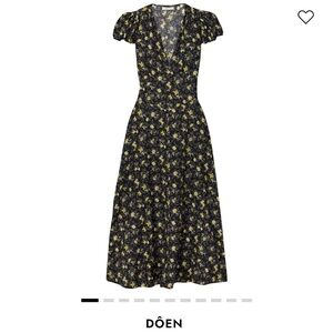 Doen Rosalinda Black and Yellow Floral Midi Dress- worn once